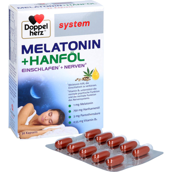 Doppelherz Melatonin + Hanföl system, 30 St KAP