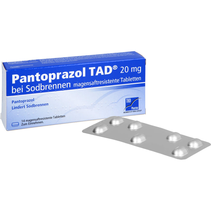 Pantoprazol TAD 20 mg magensaftresistente Tabletten bei Sodbrennen, 14 pc Tablettes