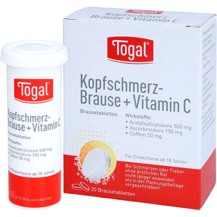 Togal Kopfschmerz-Brause + Vitamin C Brausetabletten, 20 pc Tablettes