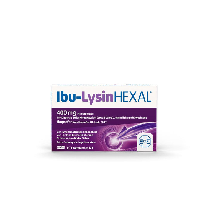 Ibu-Lysin Hexal 400 mg Filmtabletten bei Schmerzen und Fieber, 10 pc Tablettes