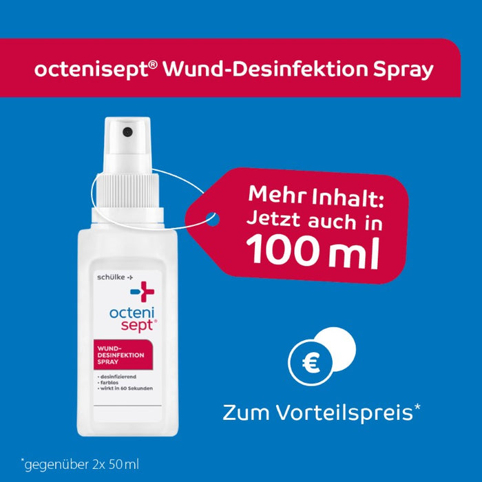 octenisept Wund-Desinfektion Spray - schmerzfreies Antiseptikum zur Behandlung von akuten und chronischen Wunden, schützt vor Wundinfektionen, 100 ml Solution