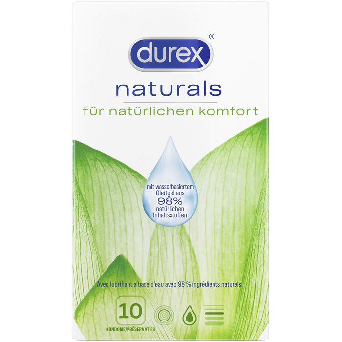 Durex Naturals Kondome mit Gleitgel wasserbasiert, 10 St KOD