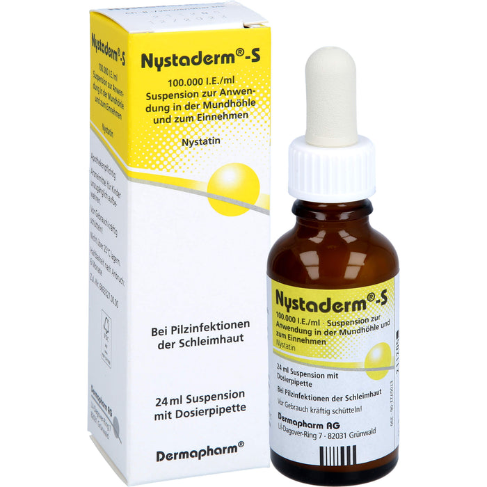 Nystaderm-S 100.000 I.E./ml Suspension bei Infektionen der Mundhöhle, des Rachenraumes und der Speiseröhre, 24 ml Solution