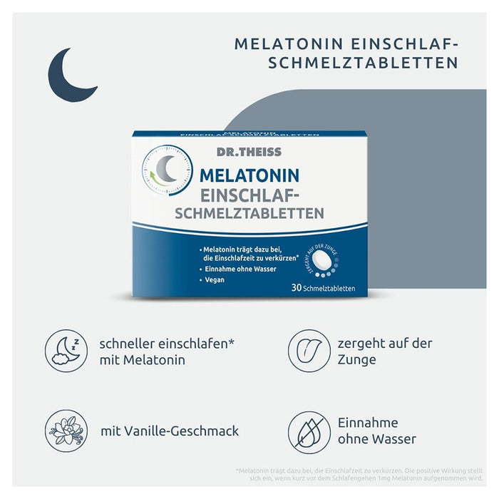 Dr. Theiss Melatonin Einschlaf-Schmelztabletten, 30 pc Tablettes