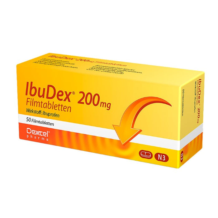 IbuDex 200 mg Filmtabletten bei Schmerzen und Fieber, 50 St. Tabletten