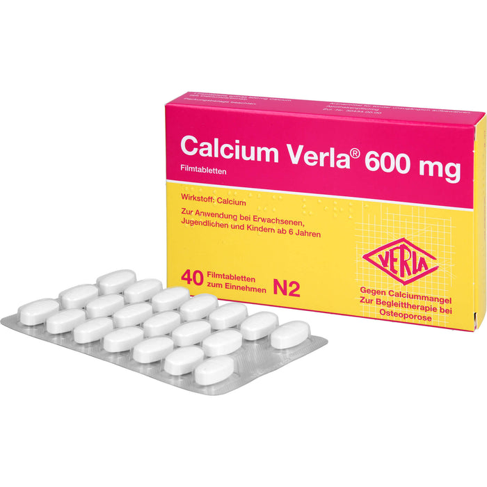 Calcium Verla 600 mg Filmtabletten, 40 pc Tablettes