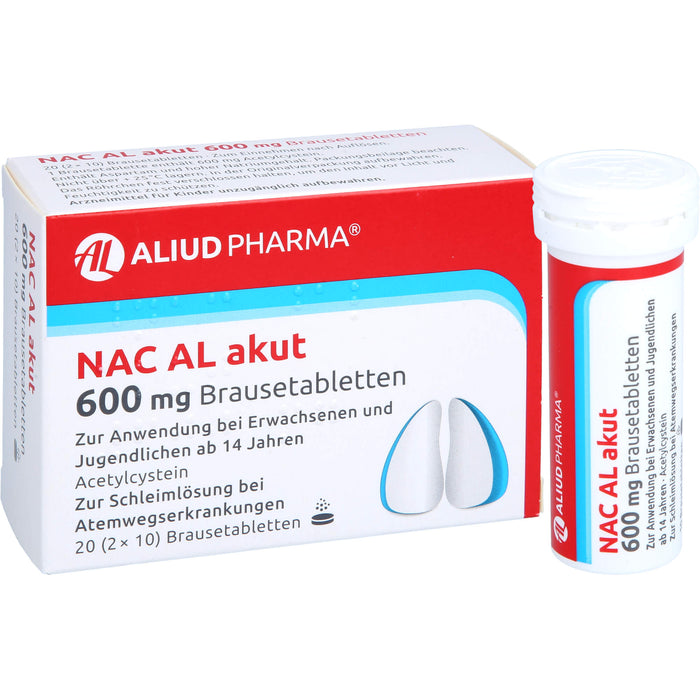 NAC AL akut 600 mg Brausetabletten zur Schleimlösung bei Atemwegserkrankungen, 20 St. Tabletten