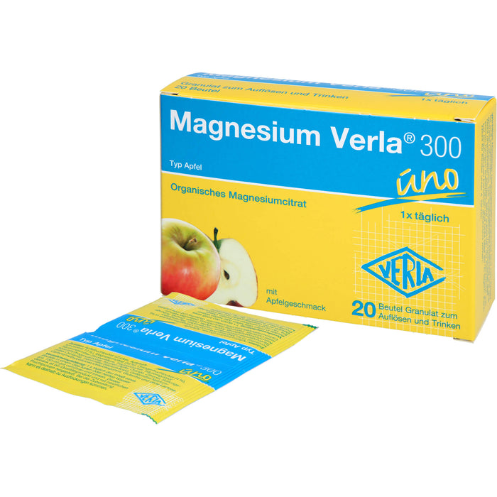 Magnesium Verla 300 uno Typ Apfel Granulat, 20 St. Beutel