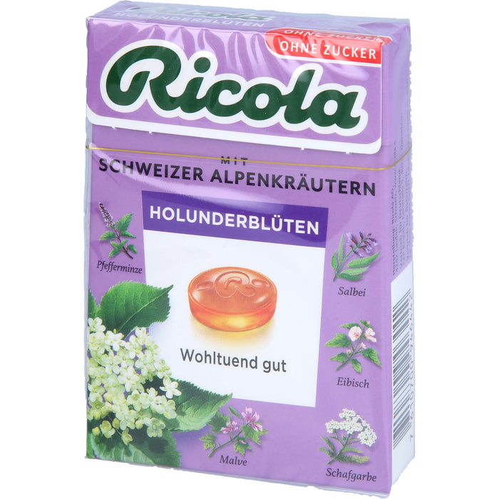 Ricola Schweizer Kräuterbonbons Box Holunderblüten ohne Zucker, 50 g Candies