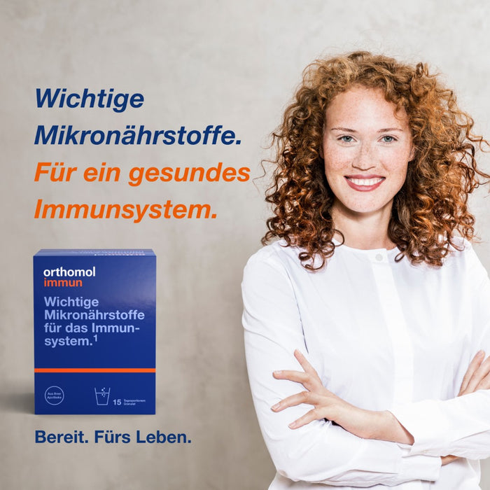 Orthomol Immun - Mikronährstoffe zur Unterstützung des Immunsystems - Nahrungsergänzung mit Vitamin C, Vitamin D und Zink, 15 St. Tagesportionen