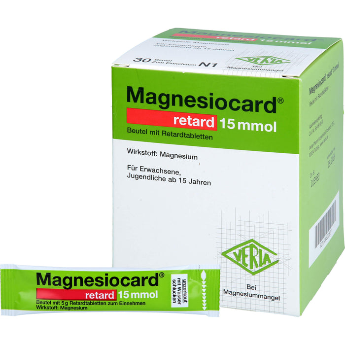 Magnesiocard retard 15 mmol Beutel mit Retardtabletten bei Magnesiummangel, 30 pc Sachets