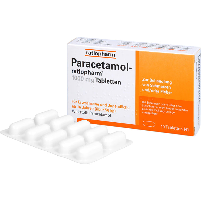 Paracetamol-ratiopharm 1000 mg Tabletten, 10 St. Tabletten