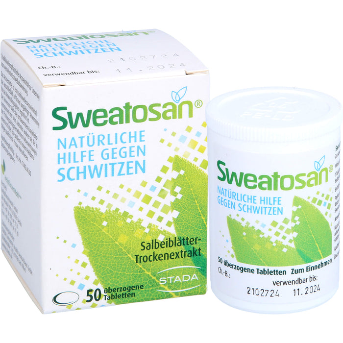 Sweatosan Tabletten natürliche Hilfe gegen Schwitzen, 50 pc Tablettes